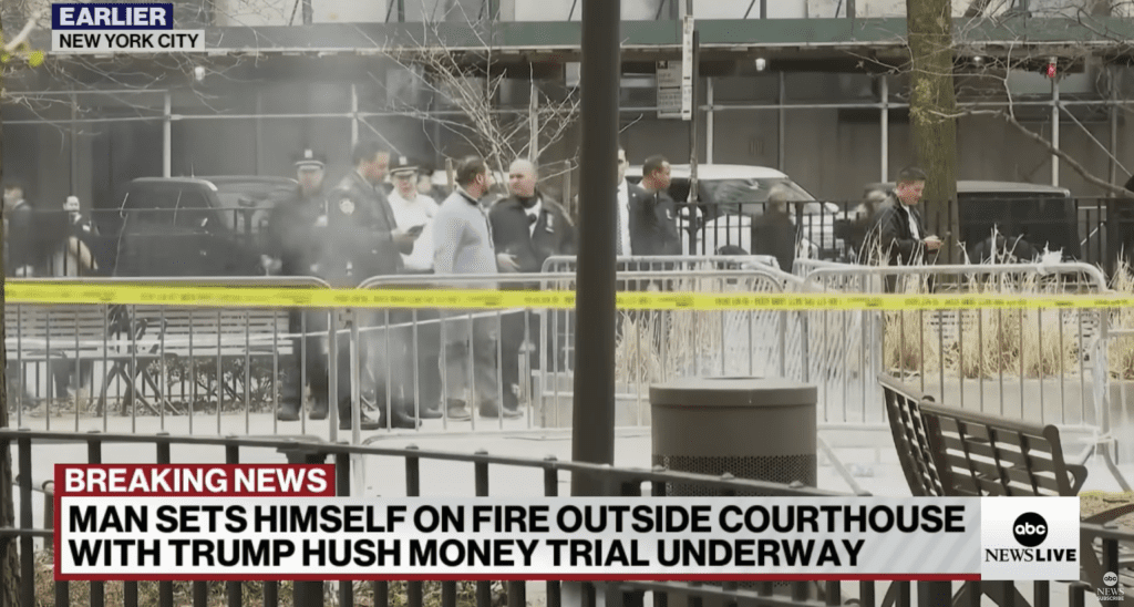 Man sets himself on fire outside New York